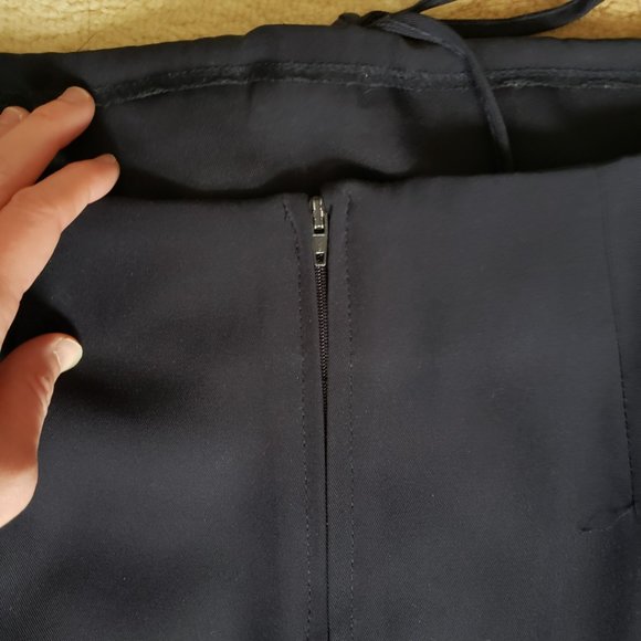 Dark Navy Blue Full Length Maxi Skirt with Drawstring and Slit - Picture 6 of 12